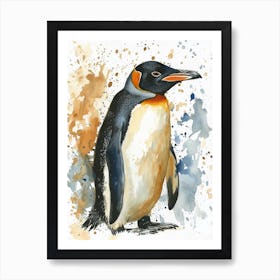 Humboldt Penguin Oamaru Blue Penguin Colony Watercolour Painting 4 Art Print