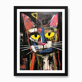 Paws of Neo-expressionism: Basquiat's style Black Cat Magic Art Print