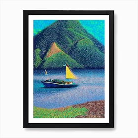 Lombok Indonesia Pointillism Style Tropical Destination Art Print