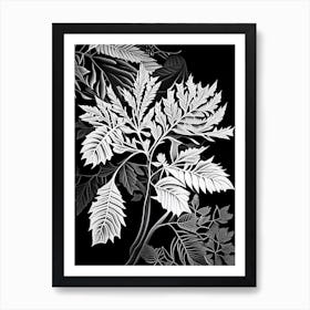 Rowan Leaf Linocut 2 Art Print