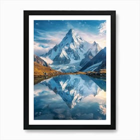 Mountain Peaks Reflected In A Lake Art Print