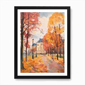 Autumn City Park Painting Parc De La Vilette Paris Art Print