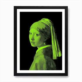 Girl with a Pearl Earring Green Art Print