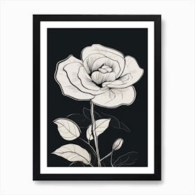 Line Art Roses Flowers Illustration Neutral 16 Art Print