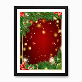 Festive Christmas Background Embracing Warm Hues Of Red And Green Cascading With Gold Tinsel Ornam (1) Poster