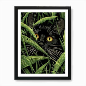 Black Cat In Tall Grass 1 Art Print