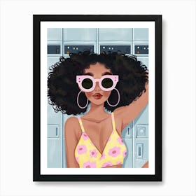 Afro Girl In Sunglasses 1 Art Print