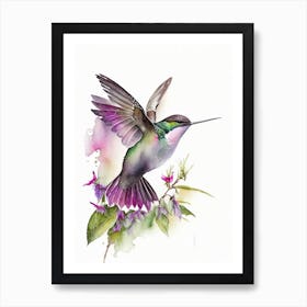 Black Chinned Hummingbird Cute Neon 3 Art Print