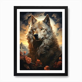 Wolf In The Moonlight 1 Art Print