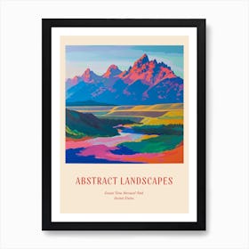 Colourful Abstract Grand Teton National Park Usa 5 Poster Art Print