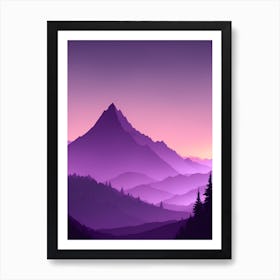 Misty Mountains Vertical Composition In Purple Tone 9 Art Print