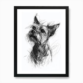 Terrier Black Charcoal Line Art Print