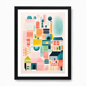 A House In Stockholm, Abstract Risograph Style 1 Art Print
