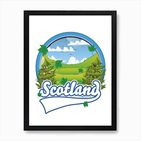 Scotland travel logo cartoon Art Print