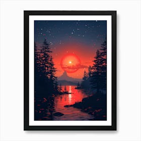 Sunset In The Forest 7 Art Print