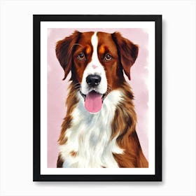 Irish Red And White Setter 3 Watercolour Dog Art Print