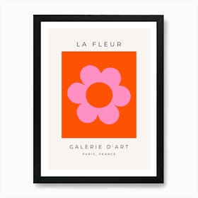 La Fleur | 01 - Retro Floral Orange And Pink Flower Art Print