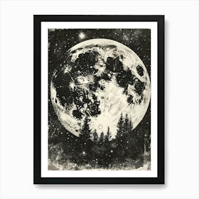 Moon In The Night Sky Art Art Print