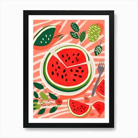Watermelon Fruit Summer Illustration 2 Art Print