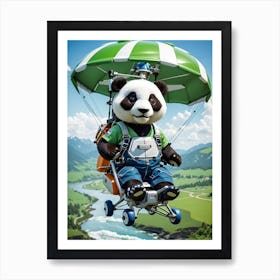 Explorer Panda Flying His New Hang Glider Art Print