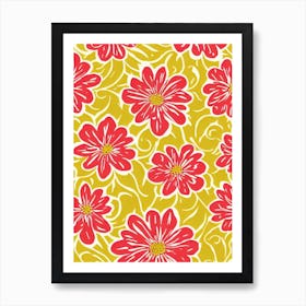 Peppermint Floral Print Warm Tones 2 Flower Art Print