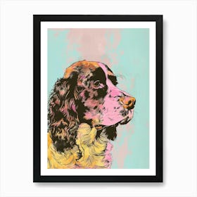 Pastel Clumber Spaniel Dog Pastel Line Illustration  3 Art Print