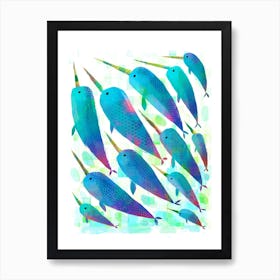 A Blessing Of Narwhals Art Print
