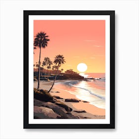 Greenmount Beach Australia At Sunset, Vibrant Painting 2 Art Print