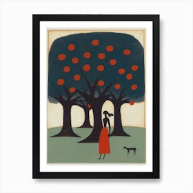 The Woman And The Apple Tree Art Print