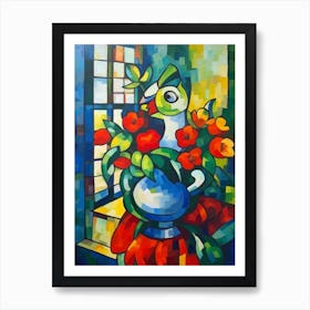 Snapdragon With A Cat 1 Cubism Picasso Style Art Print