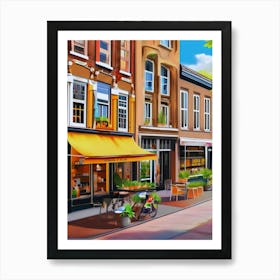 The city of Amsterdam, Netherlands, streets, cafes, passing by, the beauty of summer, oil colors..29 Art Print