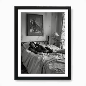 Chimpanzee In Bed Art Print