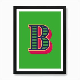 Decorative Letter B Vintage Typography Green Art Print