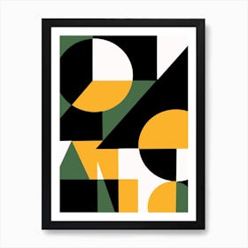 Geometrical Yellow Green And Black Art Print
