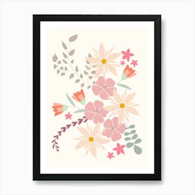 Flower Bouquet In Pastel Pink Poster