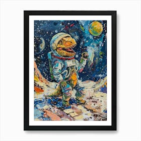 Dinosaur As An Astronaut Painting Art Print