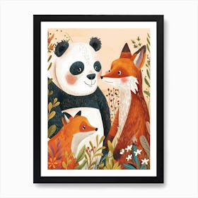 Giant Pand And A Fox Storybook Illustration 1 Art Print