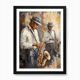 Stylish Jazz Band Playing Music. Saxophone Players Art Print