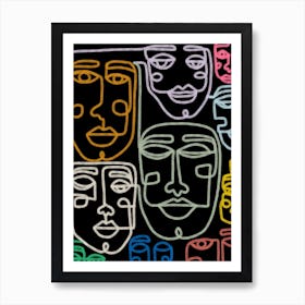 Folk Faces Art Print