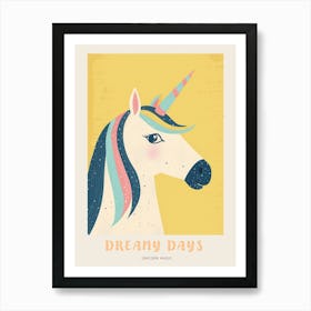 Pastel Block Colour Unicorn 2 Poster Art Print