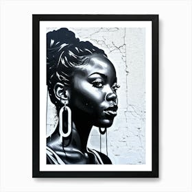 Graffiti Mural Of Beautiful Black Woman 233 Art Print