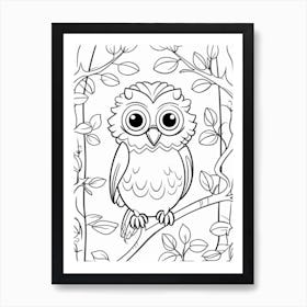 Line Art Jungle Animal Parrot 1 Art Print