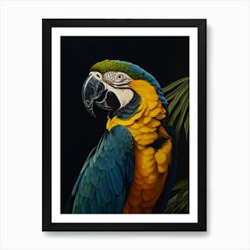 Dark And Moody Botanical Macaw 2 Art Print