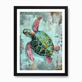 Textured Brushstrokes Of A Sea Turtle 1 Art Print