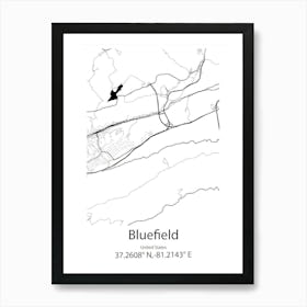 Bluefield,United States Minimalist Map Art Print