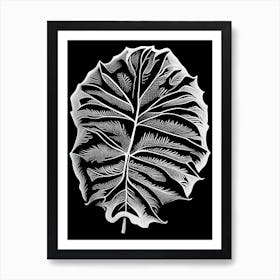 Papaya Leaf Linocut 3 Art Print