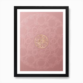 Geometric Gold Glyph on Circle Array in Pink Embossed Paper n.0012 Art Print