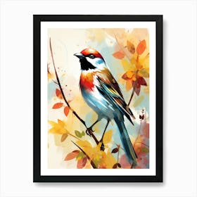 Bird Painting Collage Sparrow 5 Art Print