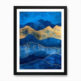 Blue And Gold Mountains 3 Art Print