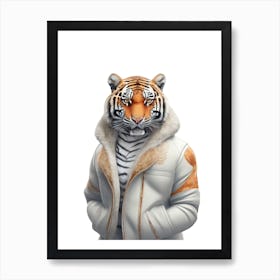 Tiger Wearing Jacket Art Print